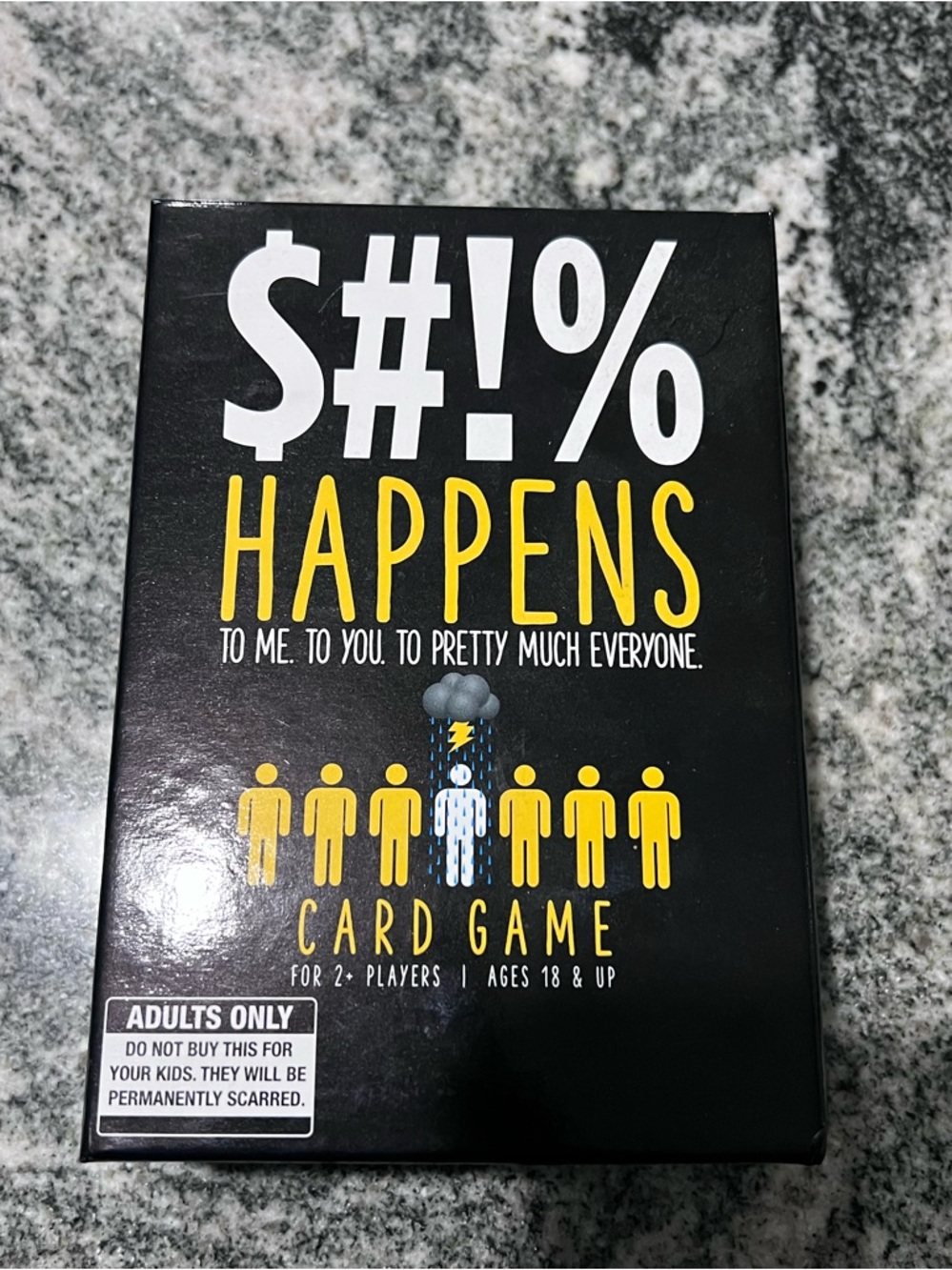 S#% Happens Card Game - Black and Yellow Party Game